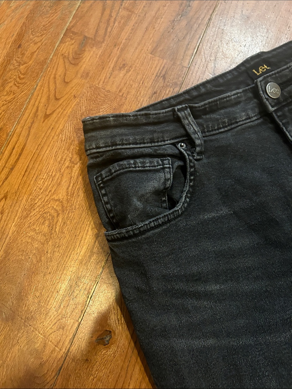 Lee Vintage Modern Flare Jeans Black Distressed High waist Jeans Short - Picture 6 of 12